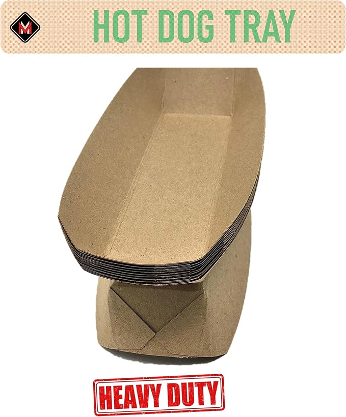 Mr Miracle 7 Inch Paper Hot Dog Tray in Kraft Paper. Pack of 100. Disposable - Image 3