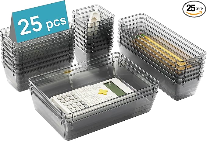 Vtopmart 25 PCS Office Desk Drawer Organizers Set, 4-Size Versatile Plastic by Vtopmart