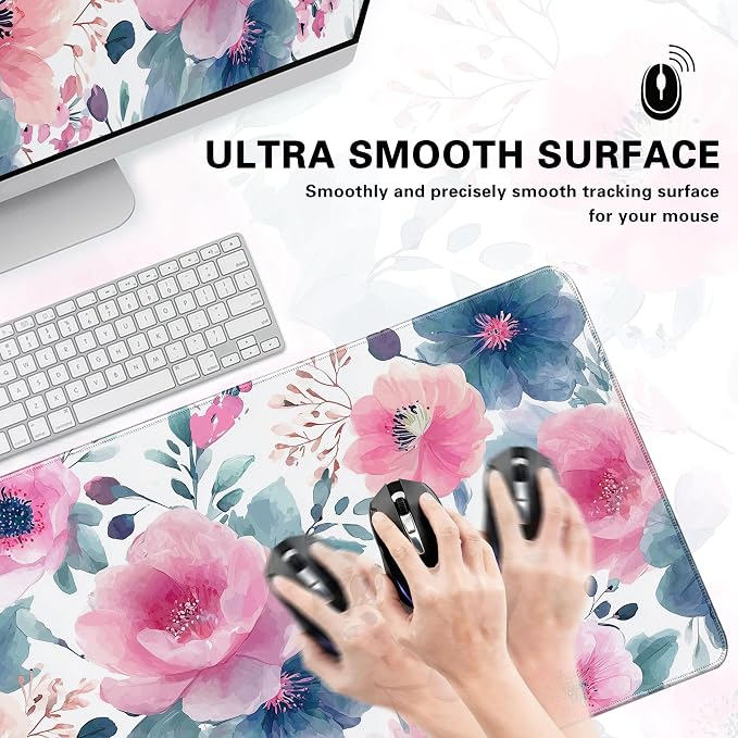Desk Cover Mat, Floral Large Mouse Pad, Computer Laptop Mat Desk Decor - Image 3