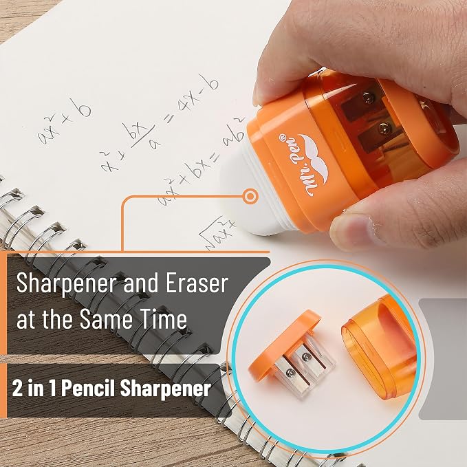 Mr. Pen- Pencil Sharpener & Eraser, 4 Pack | 2-in-1 Manual Sharpeners - Image 5