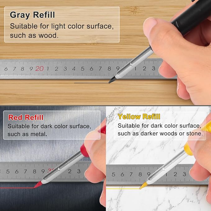 MECHEER 3 Pack Carpenter Pencils Mechanical Pencils - Image 5