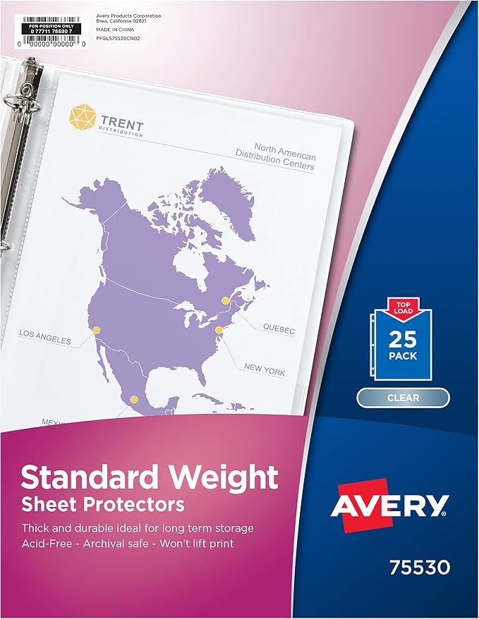 Avery Clear Standard Weight Sheet Protectors, Top Load, 25 Document Protectors by Avery