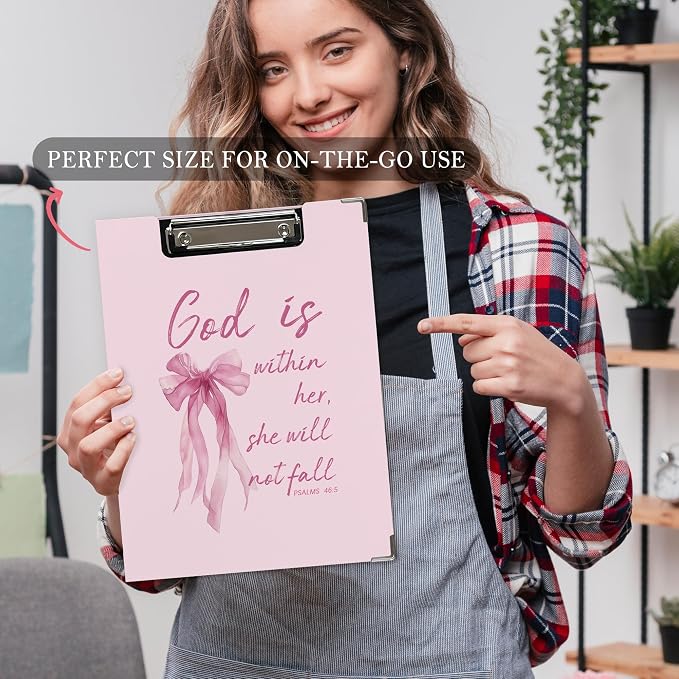 Coquette Pink Bow Christian Clipboard Folio - Image 5