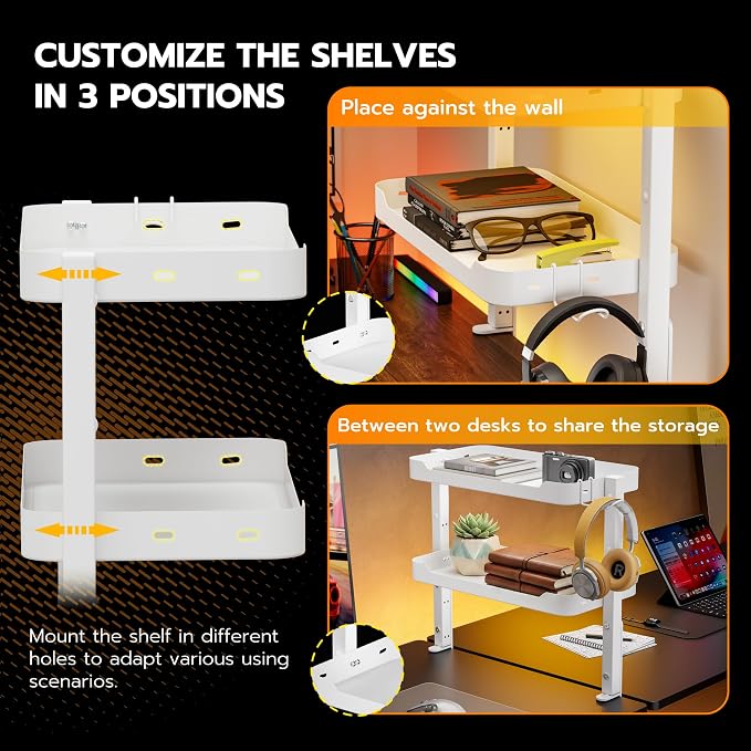 ARES WING 2-Tier Clamp On Desk Shelf, 16 inch Adjustable Above or Under Desk - Image 6