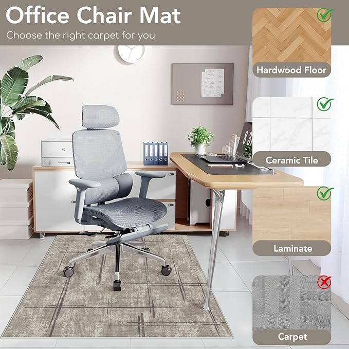 Office Chair Mat for Hardwood Floor&Tile Floor, Under Desk Rug for Rolling - Image 3