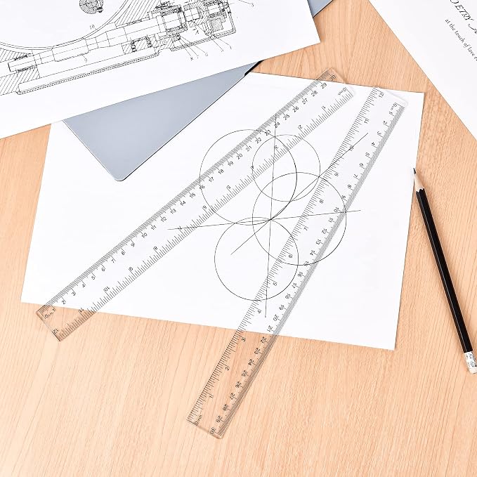 Unjoo Clear Plastic Ruler 12 Inch Straight Rulers, - Image 7