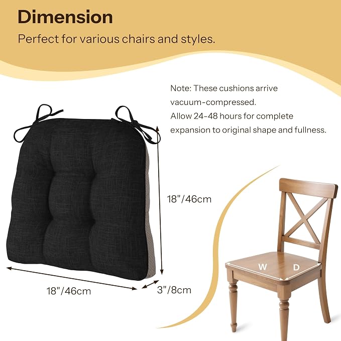 Non Slip Chair Cushions for Dining Chairs Set of 4 Kitchen Chair Cushions - Image 2