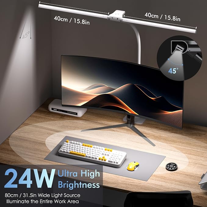 EYOCEAN Desk Lamp with Metal Base, 31.5" LED Office Lamp - Image 2