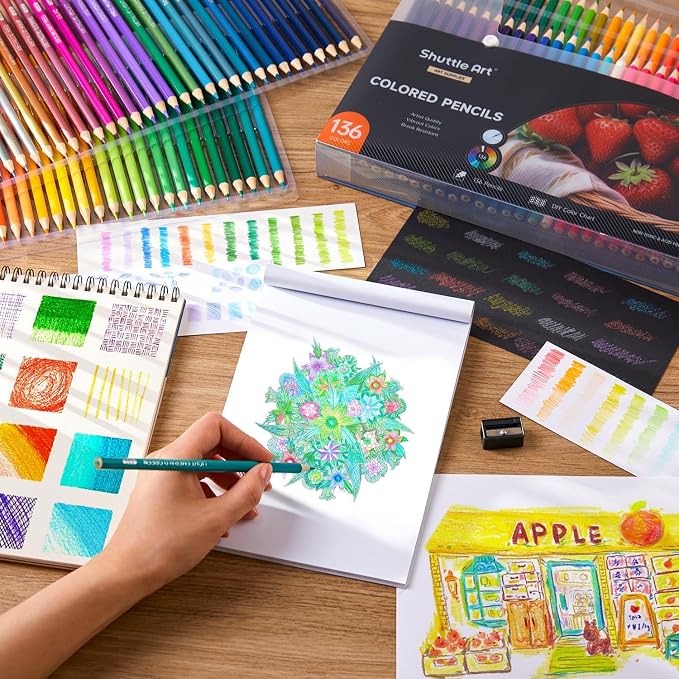 Shuttle Art 136 Color Pencils for Adult Coloring Book, Soft Core Colored - Image 2