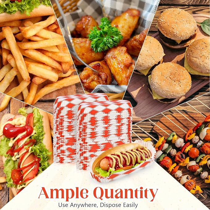 Yinkin 300 Pcs Paper Hot Dog Trays Valentine's Day 6 Inch Food Trays Concession - Image 4