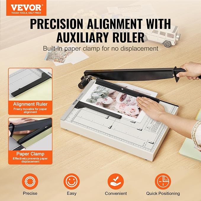VEVOR Paper Cutter, Guillotine Trimmer, 16 Sheets Capacity, Heavy Duty - Image 2