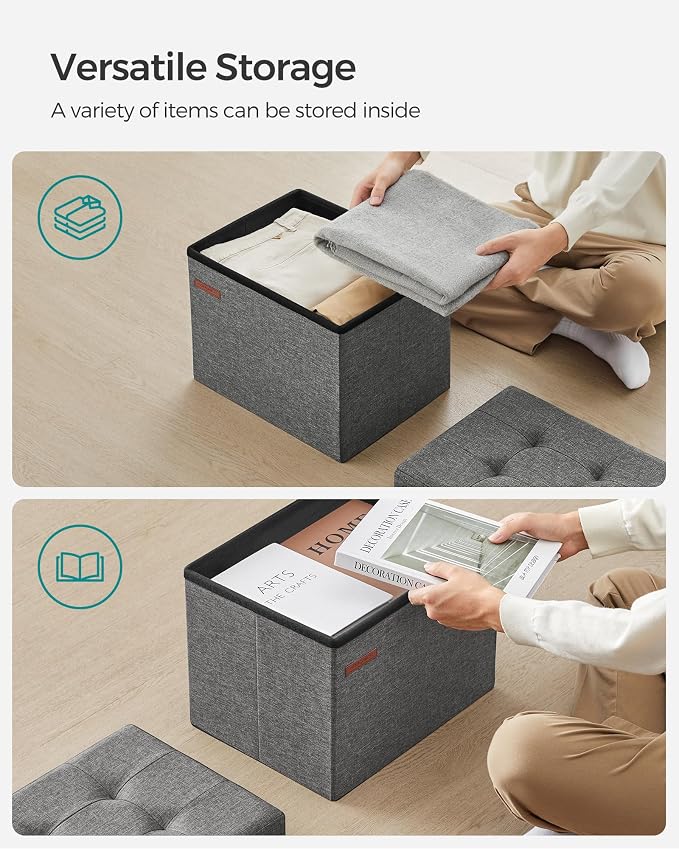 SONGMICS Small Folding Storage Ottoman, Foot Rest Stool, Cube Footrest - Image 6