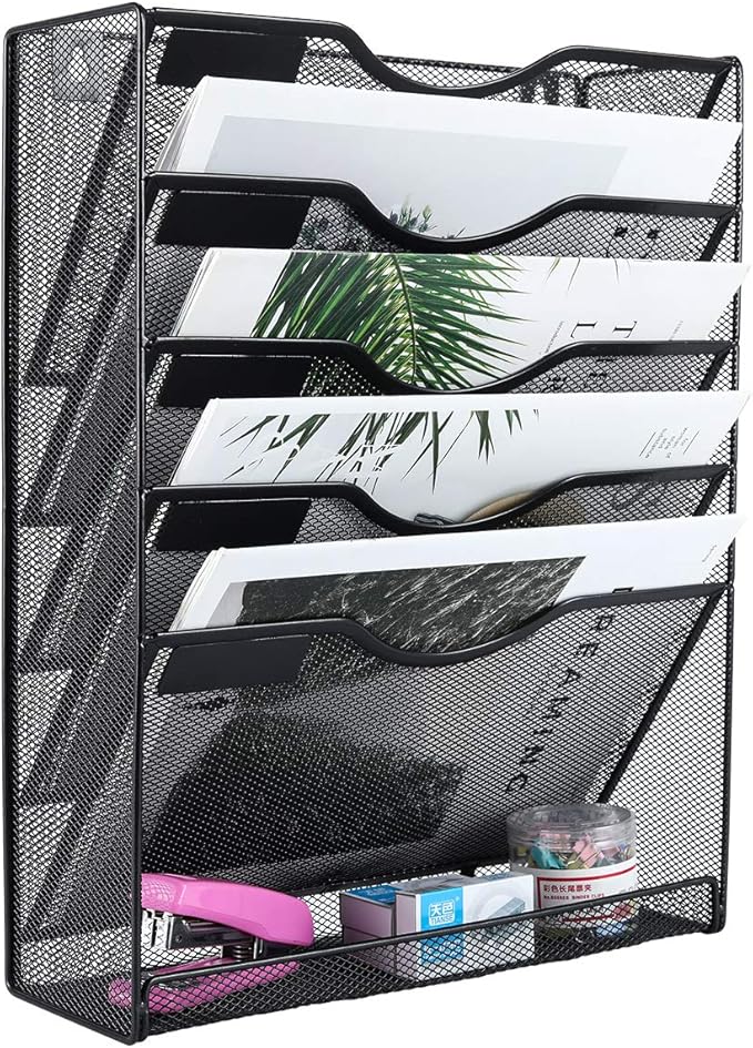 EasyPAG 5 Tier Wall File Holder Mesh Hanging Folder Organizer by EasyPAG