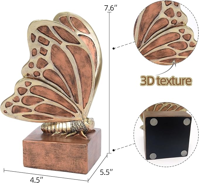 Vintage Brown Butterfly Bookends, Resin Book Ends - Image 3