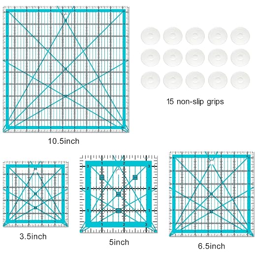 Quilting Rulers 4 Square Ruler Quilting Templates, Quilting Ruler Acrylic Rulers - Image 2