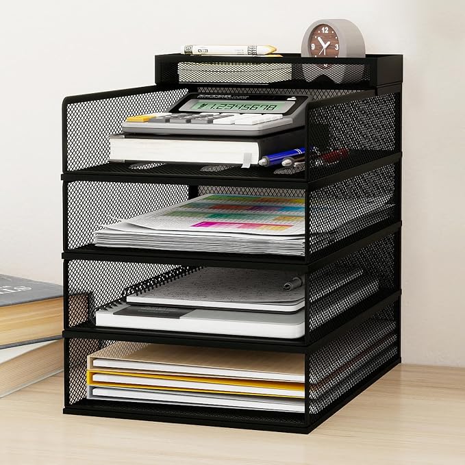 Natwind 4-Tier Stackable Metal Mesh Letter Paper Tray Organizer, Mail Tray by Natwind
