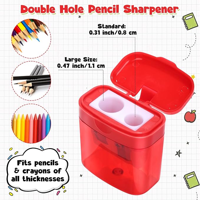 Aodaer 144 Pieces Pencil Sharpeners Bulk Double Hole Pencil Sharpener Manual - Image 4