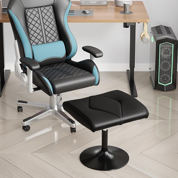 VECELO Foot Rest Under Desk Ottoman, PU Height Adjustable Footrest - Image 5