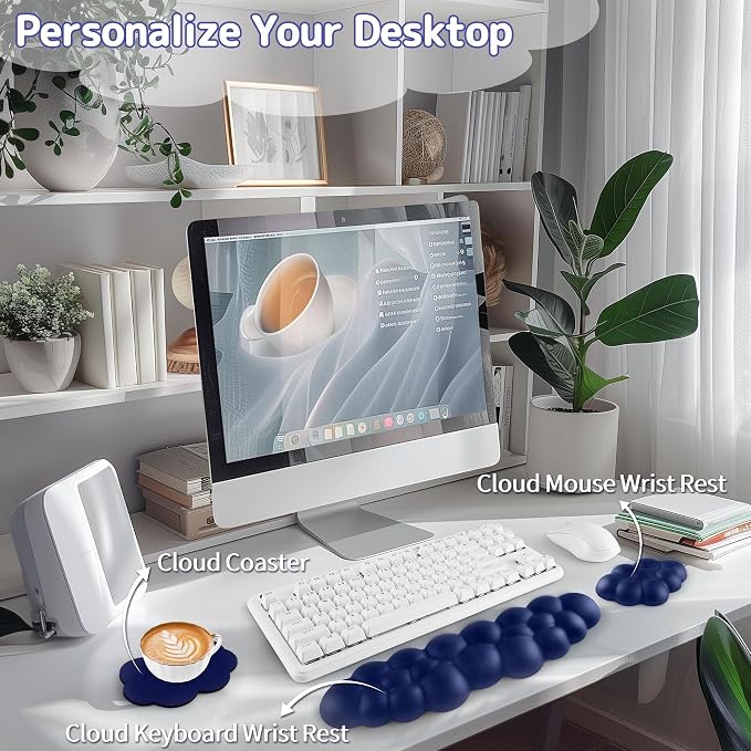 Sushret Cloud Wrist Rest Keyboard, Cloud Keyboard Wrist Pad Set - Image 2
