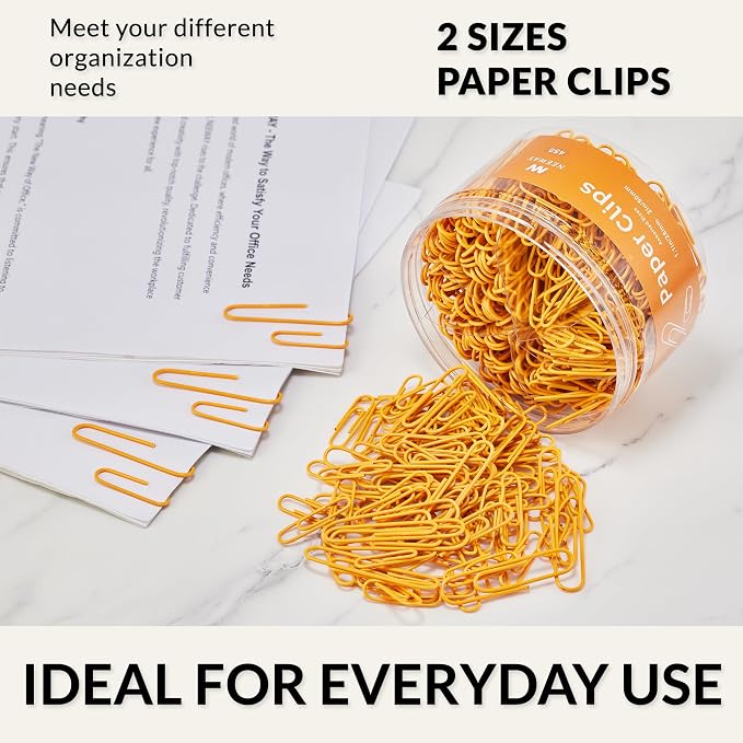 NEEWAY 450pcs Paper Clips Assorted Sizes, Small and Large Paper Clips, Coated - Image 6