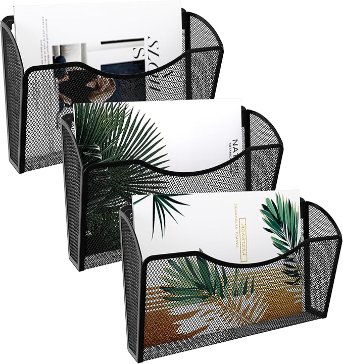 EasyPAG Wall File Organizer 3 Pack, Hanging File Organizer Wall Mount, Metal by EasyPAG