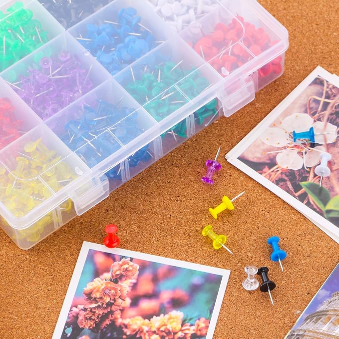 Push Pins Color Thumb Tacks 600-Count Standard Pins Steel Point and Colored - Image 7
