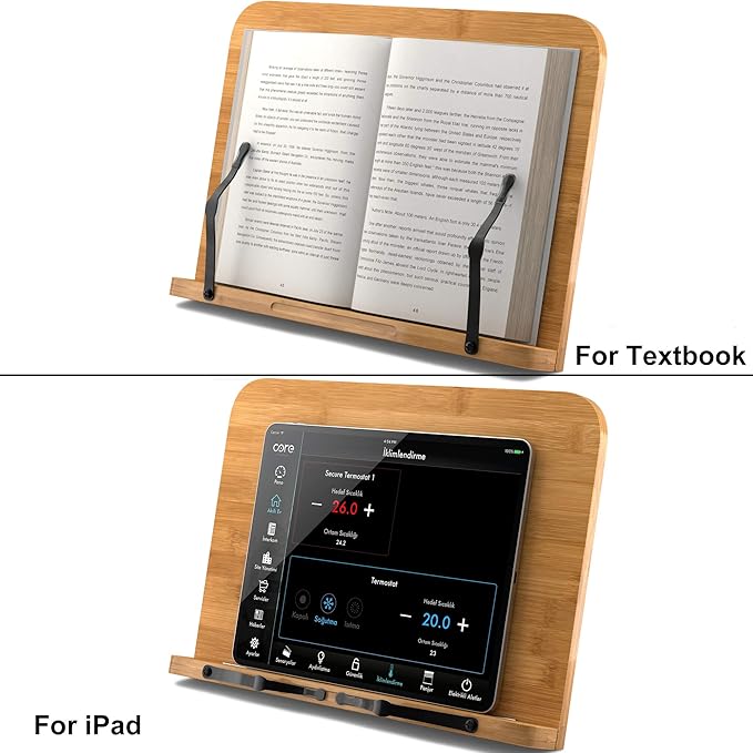 Readaeer Bamboo Book Stand, Large Book Holder - Image 6