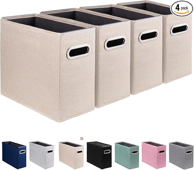 4 Pack Letter Size File Storage Box Collapsible, Fabric Hanging File Folders by ComfortKeeper