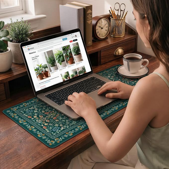 iCasso Aesthetic Floral Desk Mat, L Mouse Pads, Anti-Slip Retro Mousepad - Image 8