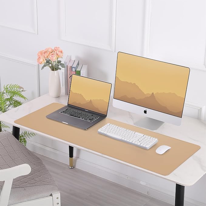 Desk Mat, 47.2" x 17" Leather Desk mat, Double-Sided Desk Pad, Desk matt - Image 7