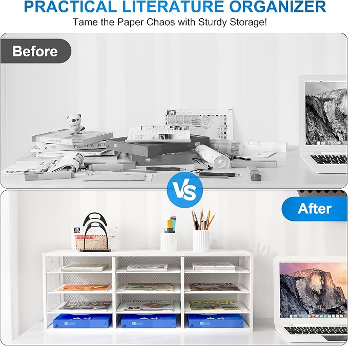 Mail Sorter Adjustable Countertop Mail Holder, Heavy Duty Literature Organizer - Image 3