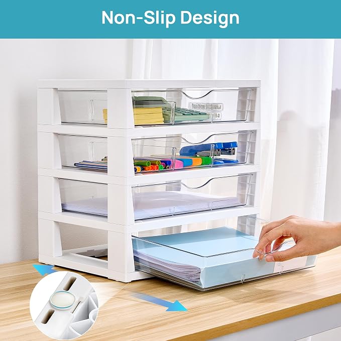 Vtopmart Clear Plastic Desk Organizer, 4-Tier Assemble Desktop File Organizer - Image 6