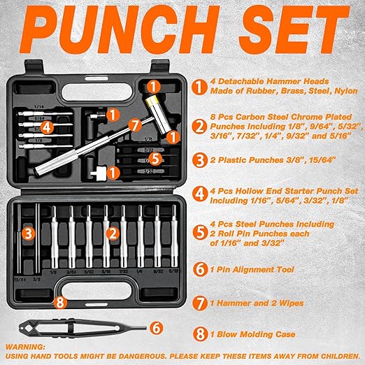 BESTNULE Punch Set, Punch Tools, Roll Pin Punch Set, Made of Solid Material - Image 3
