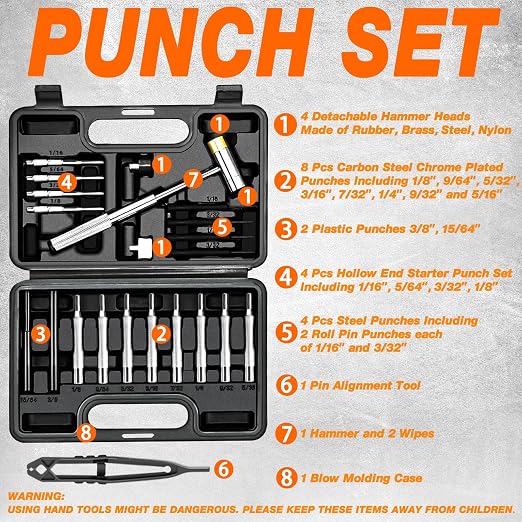 BESTNULE Punch Set, Pin Punches, Punch Tool, Roll Pin Punch Set, Made of High - Image 3