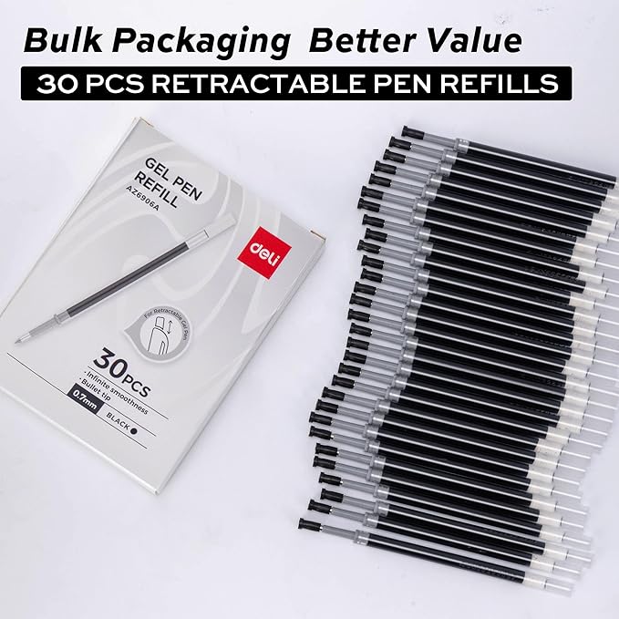 deli Gel Pen Refills, Medium Point 0.7mm, Smooth Writing, Fast Dry, No Bleed - Image 2