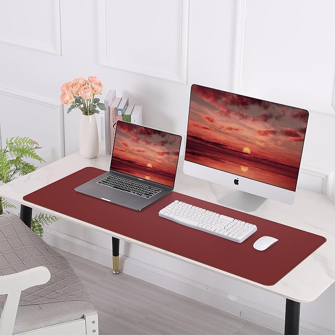 AFIING Leahter Desk Pad 47" x 17", Desk Cover mat | Natural Cork & PU Leather - Image 7