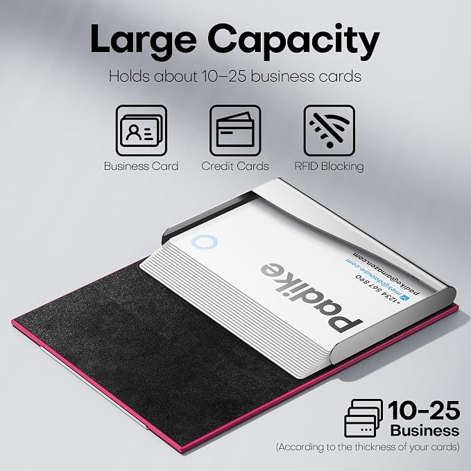 Padike Business Card Holder, Business Card Case Professional PU Leather & - Image 2