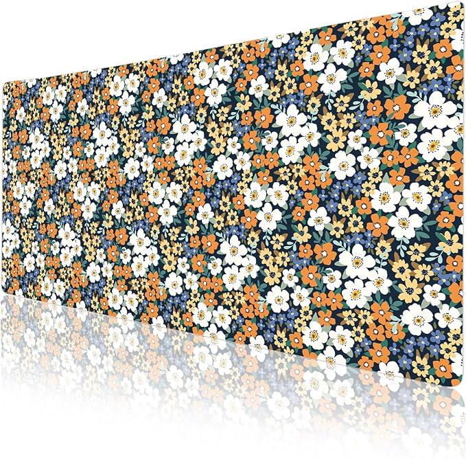 Colorful Star Large Mouse Pad, Floral Desk Mat Office Supplies, Waterproof Faux - Image 7