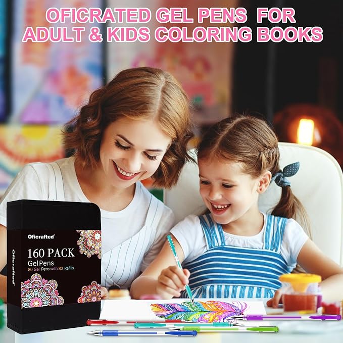 Oficrafted 160 Pack Gel Pens for Adult Coloring Book, 80 Colors Gel Pens Colored - Image 4