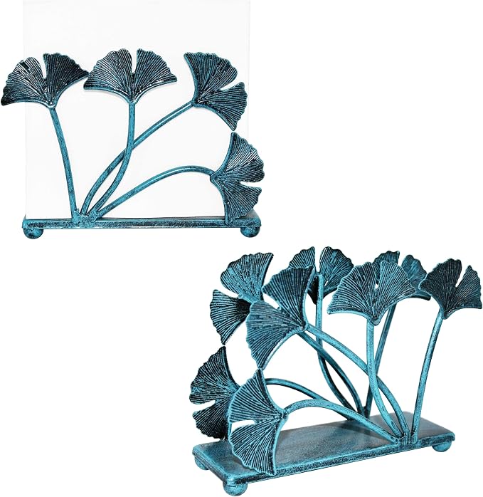 OwlGift Set of 2 Modern Ginkgo Leaves Design Napkin Holder, Metal Paper Napkin - Image 4