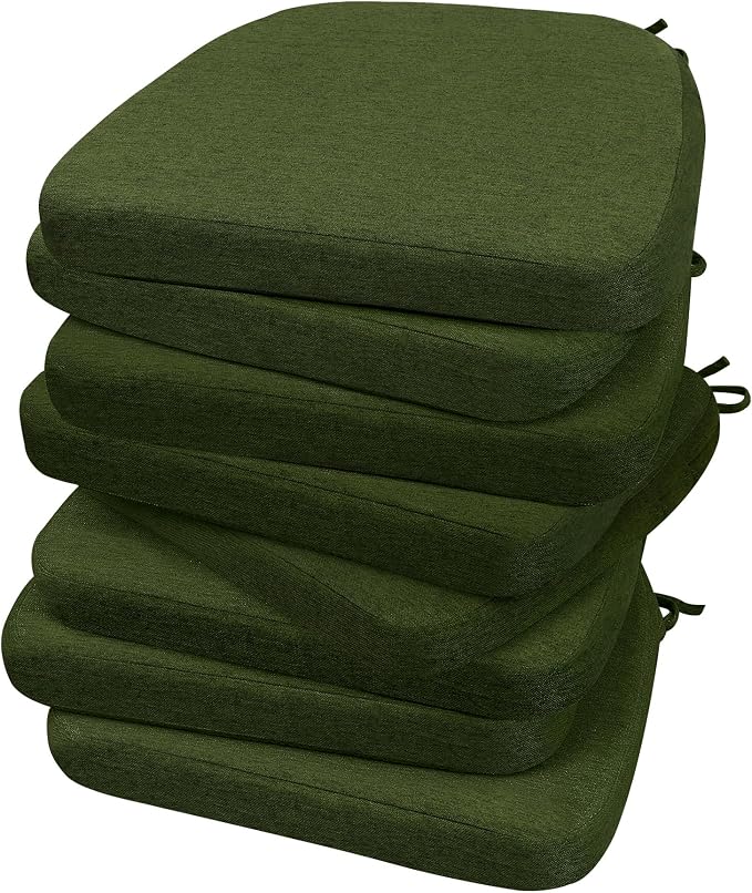 AAAAAcessories D-Shaped Chair Cushions, Machine-Washable Cover, Dark Olive Green by AAAAAcessories