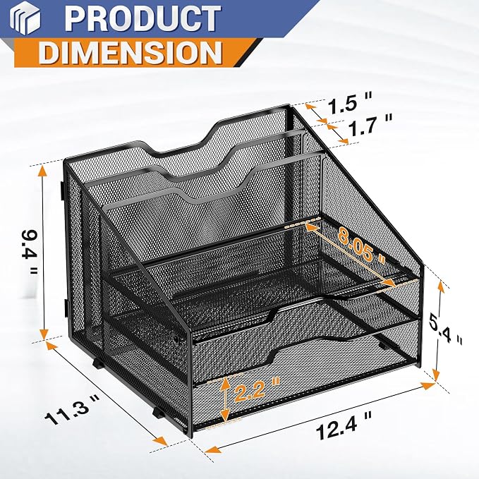GAWERK Letter Tray Organizer, Mesh Desk File Organizer - Image 2
