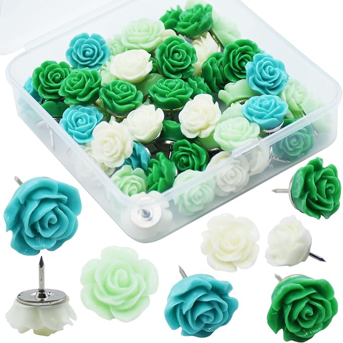 YOUDEFUL 60Pcs Decorative Pushpins, Cork Board Tacks, Bulletin Board Tacks by YOUDEFUL