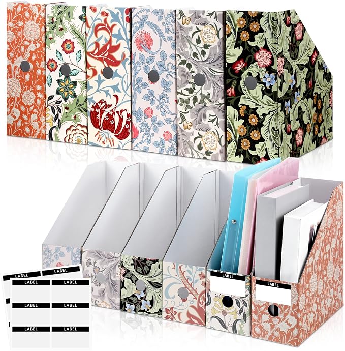 PerKoop 6 Pcs Decorative Magazine File Holders Floral Foldable File Folders by PerKoop
