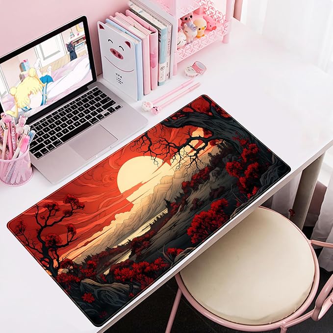 Red and Black Mouse Pad Japanese Mouse Pad XL Black Anime Big Mouse Pads - Image 5