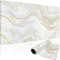 Marble Pattern Large Gaming Mouse Pad 31.5"x15.7"｜ Gold Topographic XXL Desk Mat by Mcapirivo
