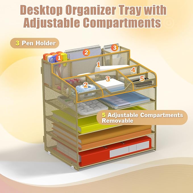 Docnest 5 Tier Mesh Desk Organizer - Image 4