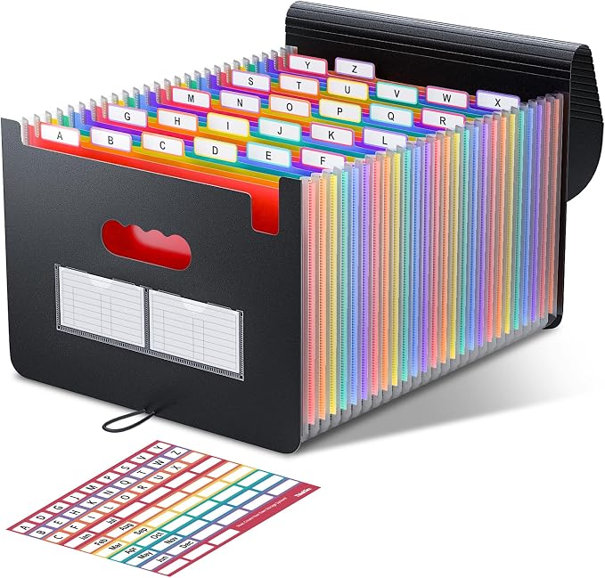 ThinkTex Accordion File Organizer, 26 Pockets Expanding File Folders, Monthly by ThinkTex