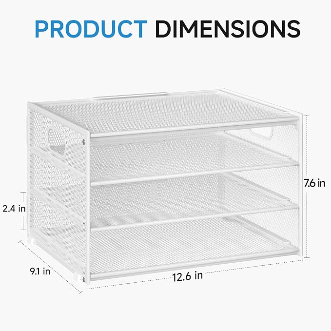Lavatino 3-Tier Letter Tray Desk Organizer, Mesh Metal Paper File Tray Organizer - Image 6