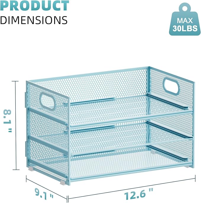 Marbrasse 3 Tier Paper Organizer Letter Tray, Mesh File Organizer - Image 3
